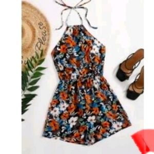 All over floral halter romper